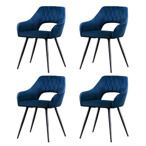 Artiss Dining Chairs | Set of 4 | Velvet Hollow Armchair | Blue