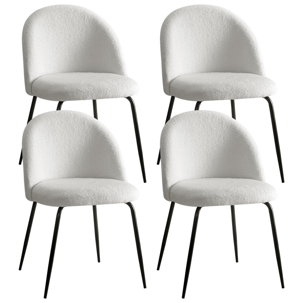 Artiss Dining Chairs | Set of 4 | Sherpa Boucle | White