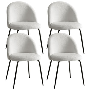 Artiss Dining Chairs | Set of 4 | Sherpa Boucle | White