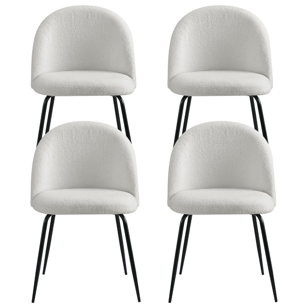 Artiss Dining Chairs | Set of 4 | Sherpa Boucle | White