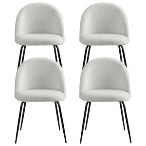 Artiss Dining Chairs | Set of 4 | Sherpa Boucle | White