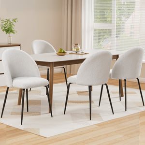 Artiss Dining Chairs | Set of 4 | Sherpa Boucle | White