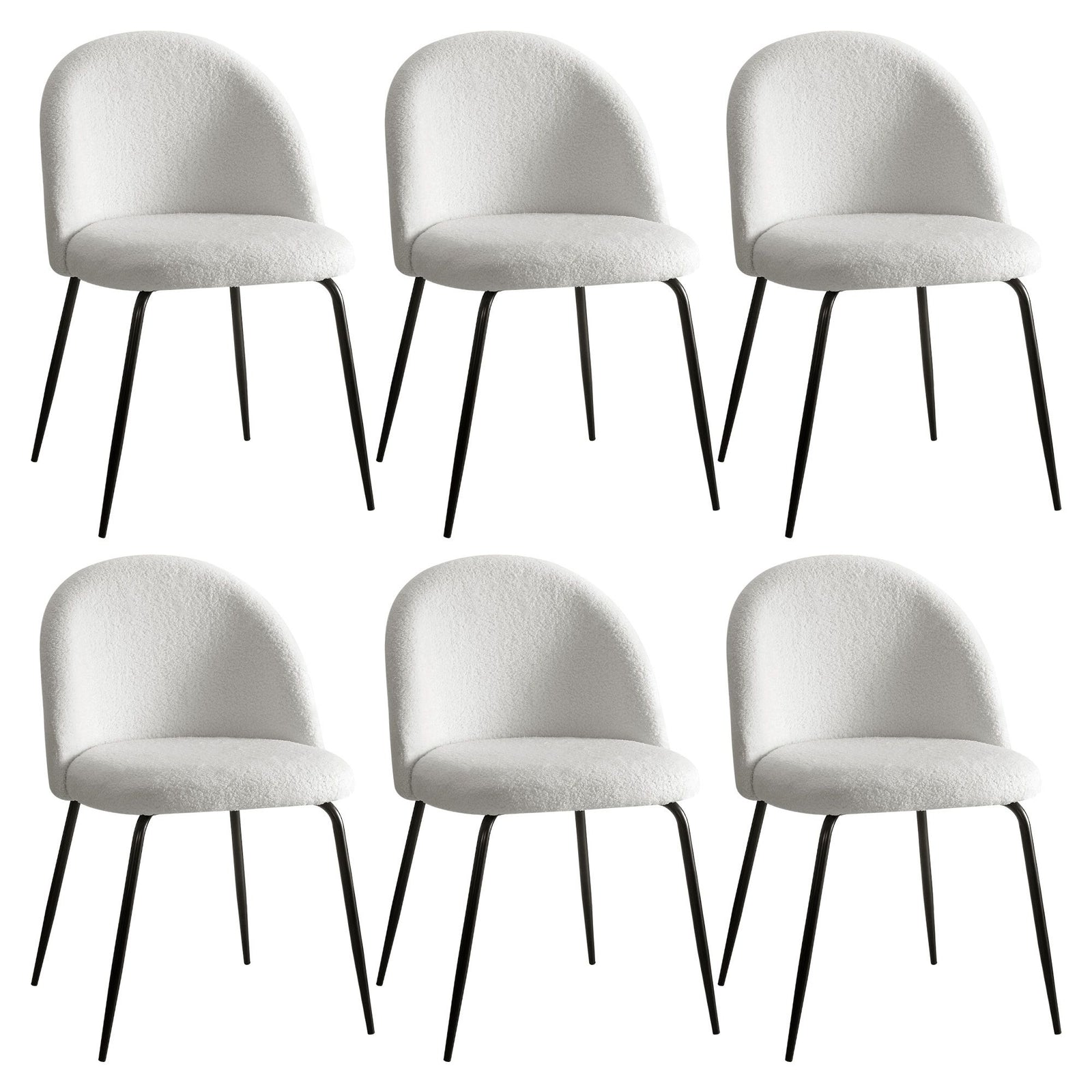 Dining Chairs | 6 Pack | Sherpa Boucle Chairs | White
