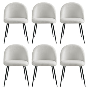 Artiss Dining Chairs Set of 6 Sherpa Boucle White