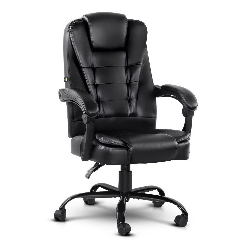 2 Point Massage Office Chair | PU Leather | Black