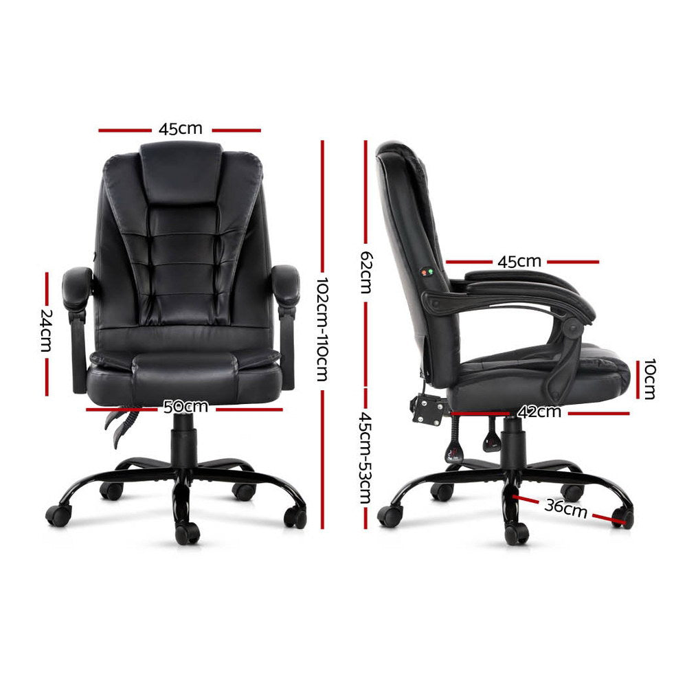 2 Point Massage Office Chair | PU Leather | Black
