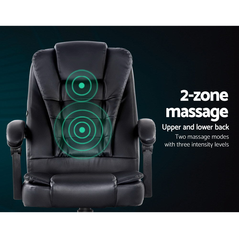 2 Point Massage Office Chair | PU Leather | Black
