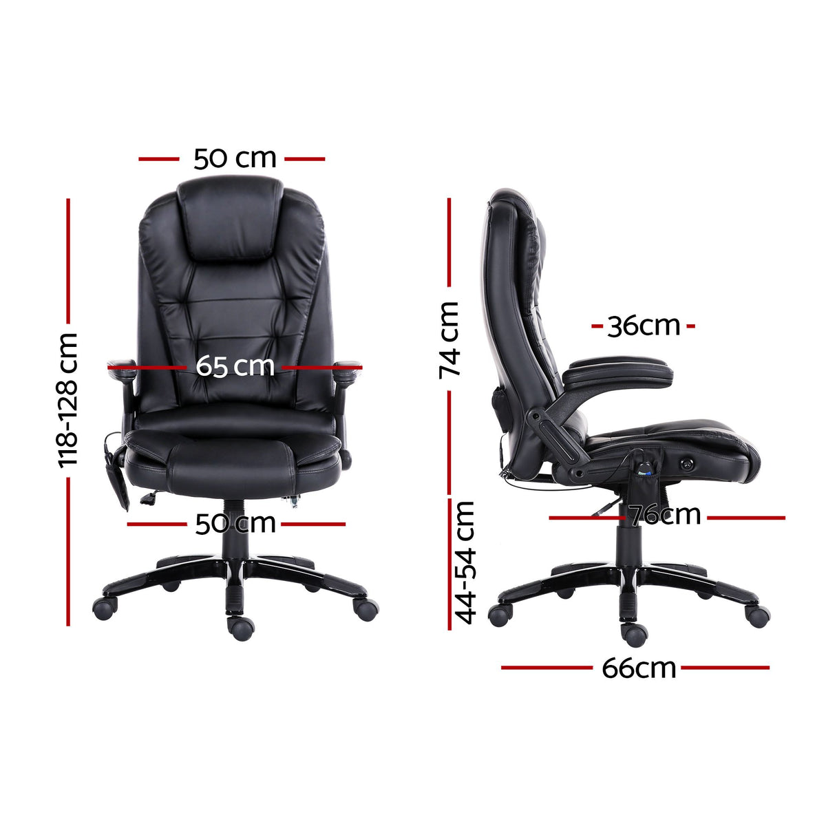 8 Point Massage Office Chair | Heated Seat Recliner | PU | Black
