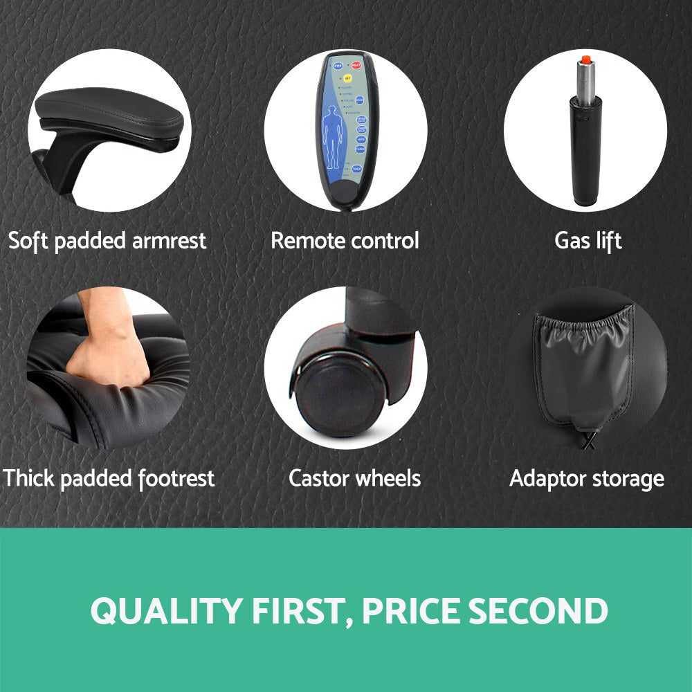 8 Point Massage Office Chair | Heated Seat Recliner | PU | Black