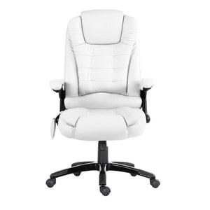 Artiss 8 Point Massage Office Chair Heated Seat Recliner PU White