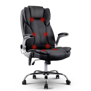 Massage Office Chair | 8 Point PU Leather | Black