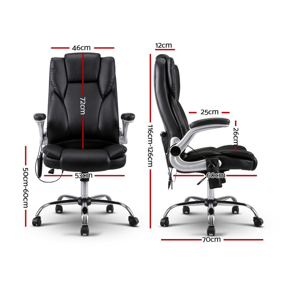 Massage Office Chair | 8 Point PU Leather | Black