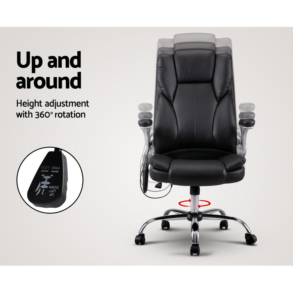 Massage Office Chair | 8 Point PU Leather | Black