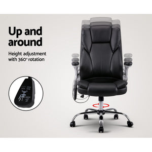 Massage Office Chair | 8 Point PU Leather | Black