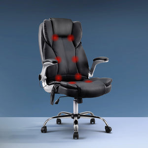 Massage Office Chair | 8 Point PU Leather | Black