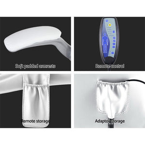 Massage Office Chair | PU Leather | 8 Point | White