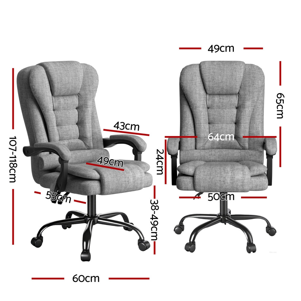 Executive Office Chair | 4-Point Massage | Adjustable Ergonomic Recline | Black Fabric