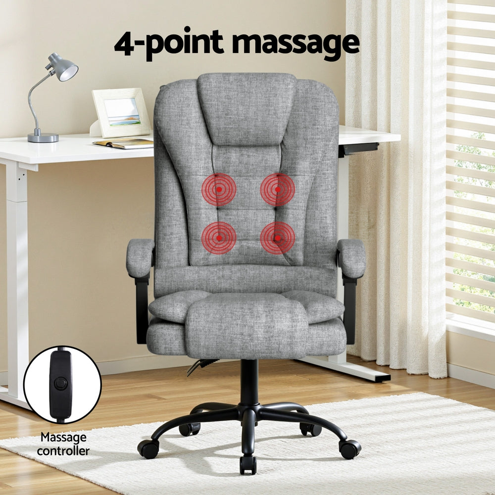 Executive Office Chair | 4-Point Massage | Adjustable Ergonomic Recline | Black Fabric