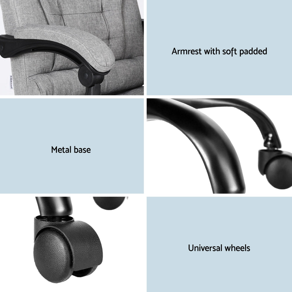 Executive Office Chair | 4-Point Massage | Adjustable Ergonomic Recline | Black Fabric