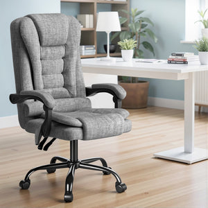 Executive Office Chair | 4-Point Massage | Adjustable Ergonomic Recline | Black Fabric