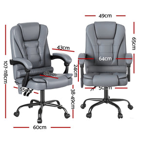 Executive Office Chair | 4-Point Massage | Adjustable Ergonomic Recline | PU Leather Black