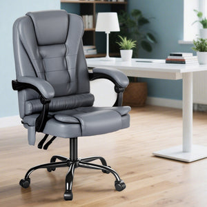 Executive Office Chair | 4-Point Massage | Adjustable Ergonomic Recline | PU Leather Black