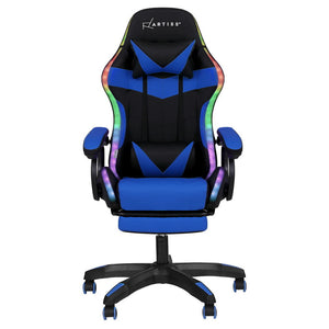RGB Gaming Chair | Massage + Footrest | 12 LED Modes | Blue