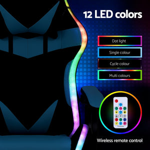 LED Gaming Chair | Massage Function | Footrest Included | Cyan