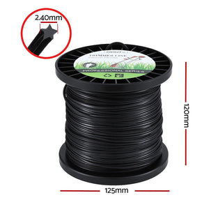 Trimmer Line 100m | Whipper Snipper Cord 2.4mm | Star Nylon String | Black