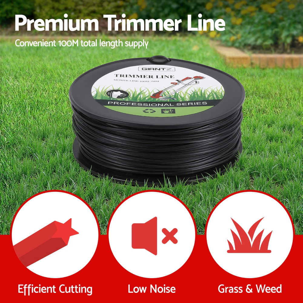 Trimmer Line 100m | Whipper Snipper Cord 3.0mm | Star Nylon String | Black