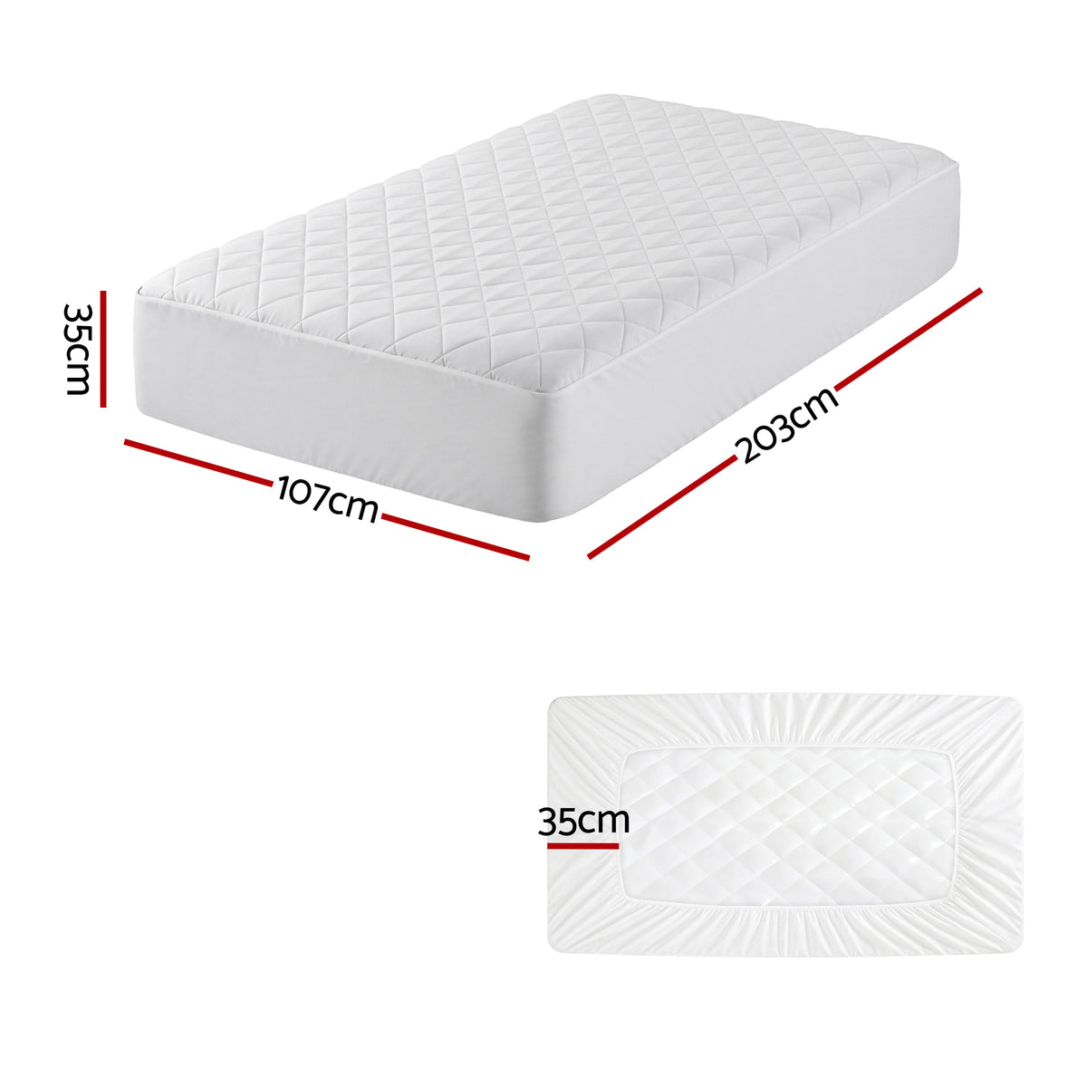 Waterproof Mattress Protector | 100% Cotton Quilted | King Single