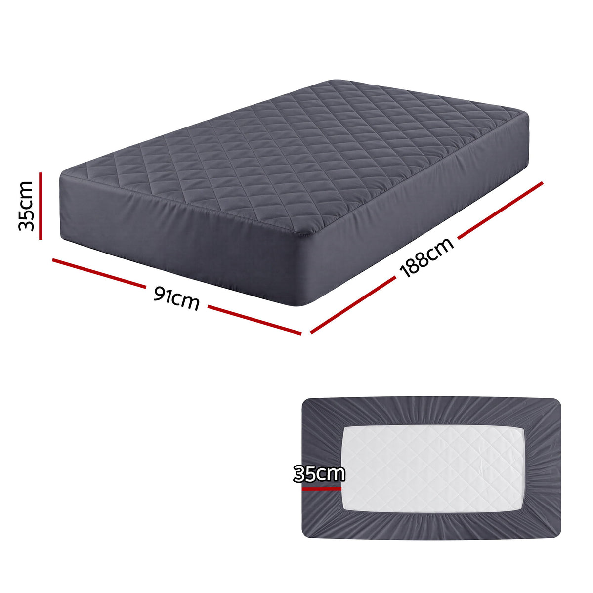 Water-Resistant Mattress Protector | Microfibre | 35cm Deep | 360° Fit | Single