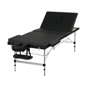 Zenses | Massage Table | 85cm Portable | 3 Fold | Aluminium Beauty Bed | Black