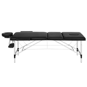 Zenses | Massage Table | 85cm Portable | 3 Fold | Aluminium Beauty Bed | Black