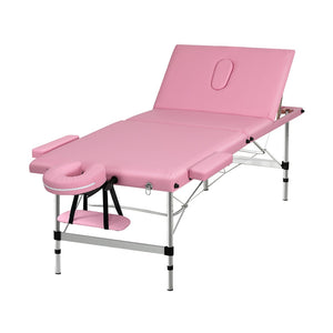 Zenses | Massage Table | 85cm Portable | 3 Fold | Aluminium Beauty Bed | Pink