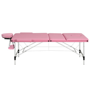 Zenses | Massage Table | 85cm Portable | 3 Fold | Aluminium Beauty Bed | Pink