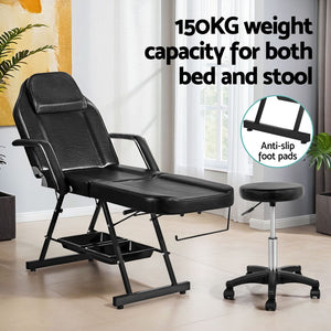 Zenses | Massage Table | Adjustable Salon Bed Chair | 3-Fold | Black
