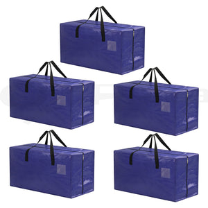 Moving Bags Set 5pc | Heavy Duty Waterproof | Backpack Straps | Blue