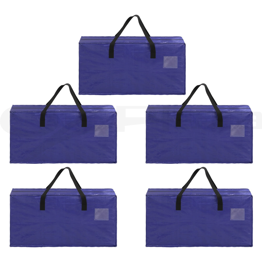 Moving Bags Set 5pc | Heavy Duty Waterproof | Backpack Straps | Blue