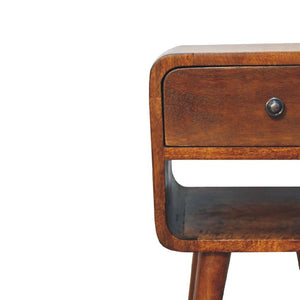 Mini Chestnut Curve Lower Bedside | Solid Mango Wood | Low Bedside Table