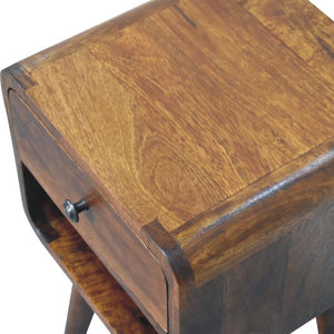 Mini Chestnut Curve Lower Bedside | Solid Mango Wood | Low Bedside Table