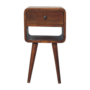Mini Chestnut Curve Lower Bedside | Solid Mango Wood | Low Bedside Table