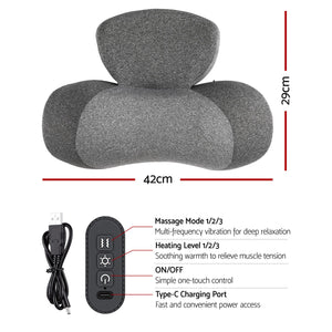 Neck Massager Pillow | Heated Memory Foam Support with Type-C Charging