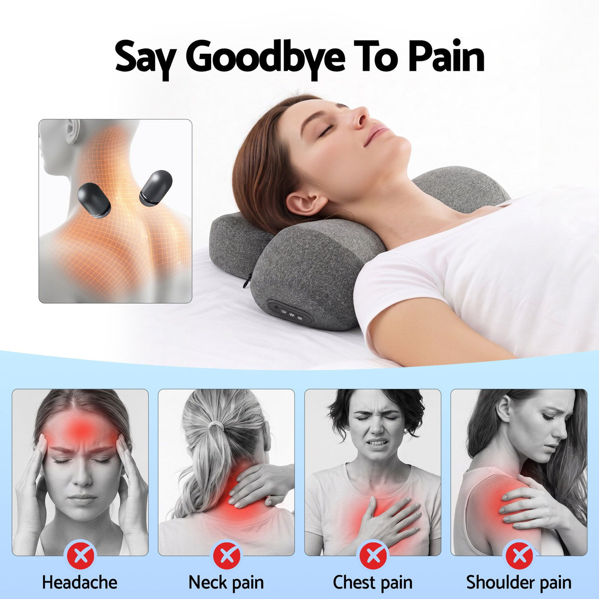 Neck Massager Pillow | Heated Memory Foam Support with Type-C Charging