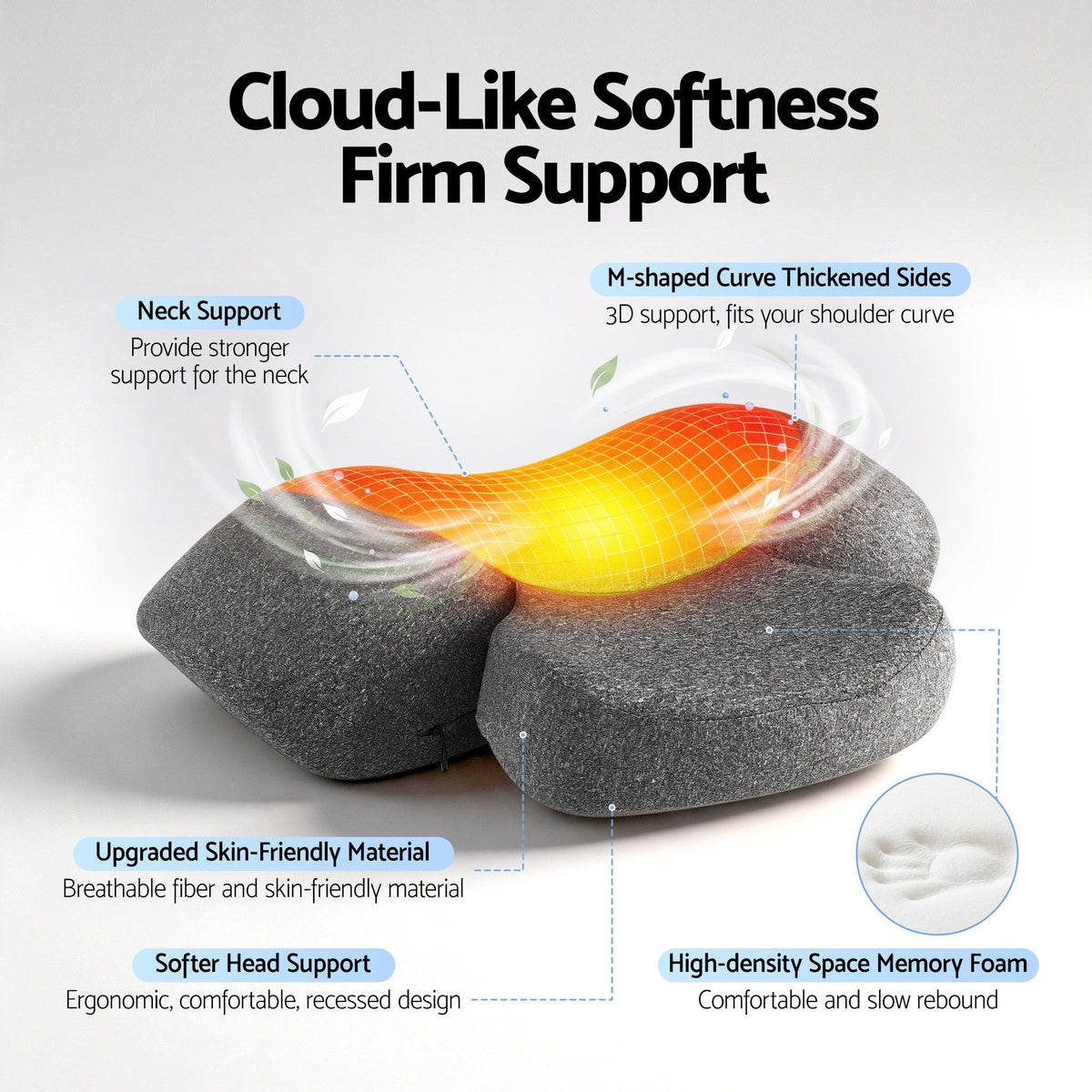 Neck Massager Pillow | Heated Memory Foam Support with Type-C Charging