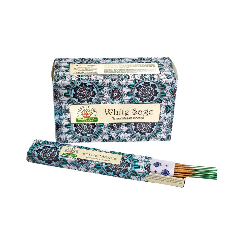 Namaste White Sage Incense Sticks | 180 Grams - 12 x 15g Packets