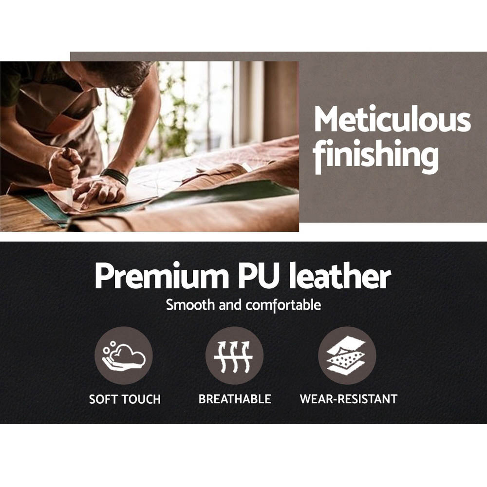 Wooden Office Chair | Leather Seat | Black