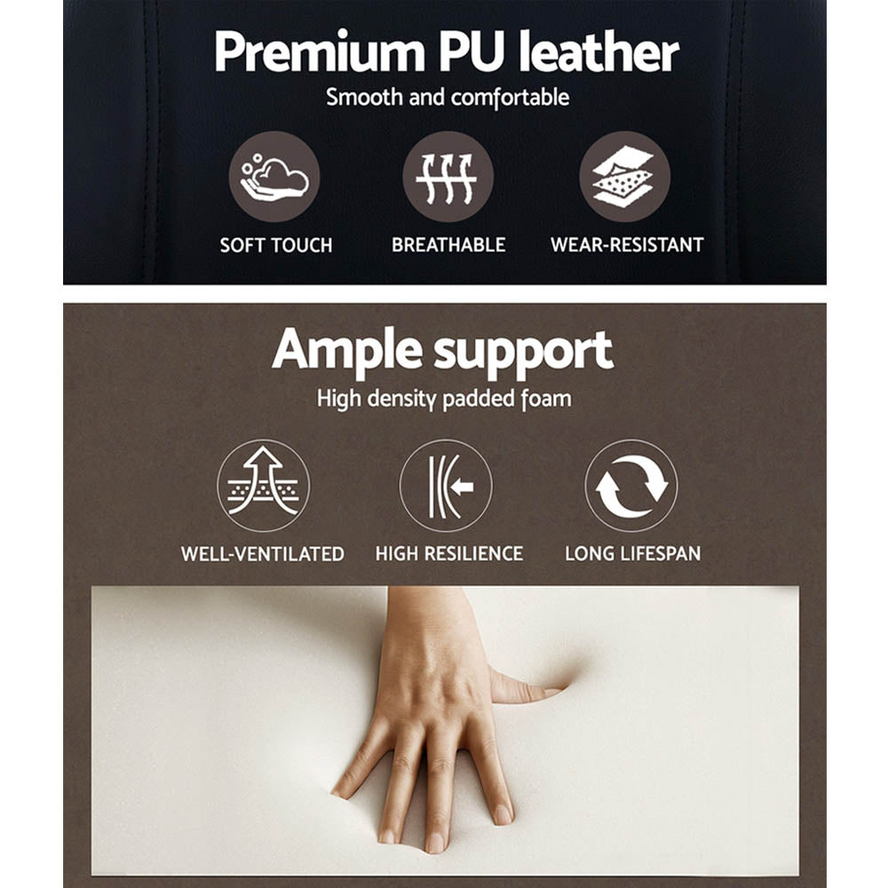 Wooden Office Chair | Leather Seat | Black