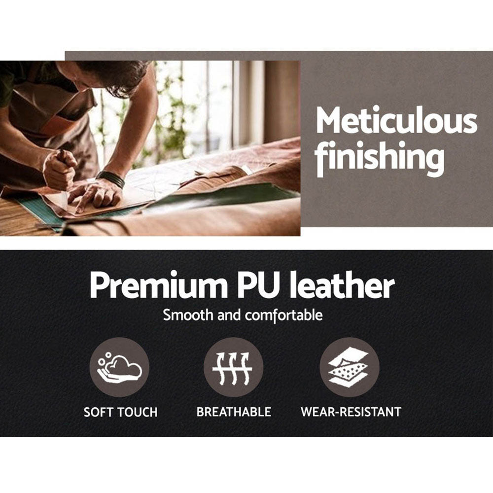 Wooden Office Chair | Leather Seat | Black