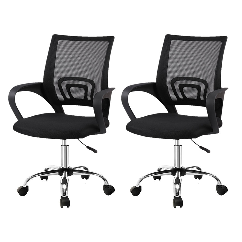 Artiss Office Chairs | 2X | Mesh Mid Back | Black